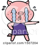 Crying Pig Animal Clipart Cartoon Wearing Human Clothes