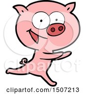 Poster, Art Print Of Cheerful Pig Cartoon