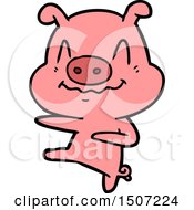 Poster, Art Print Of Nervous Cartoon Pig Dancing