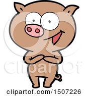 Poster, Art Print Of Cheerful Pig Cartoon