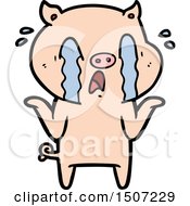 Poster, Art Print Of Crying Pig Cartoon