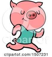 Poster, Art Print Of Happy Cartoon Pig Running