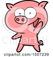 Poster, Art Print Of Cheerful Pig Cartoon