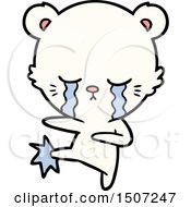 Crying Cartoon Polar Bear Kicking Out