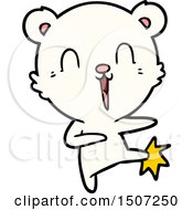 Poster, Art Print Of Happy Cartoon Polar Bear Kicking
