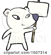 Cute Cartoon Polar Bear With Protest Sign