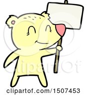 Cartoon Bear Holding Sign
