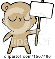 Poster, Art Print Of Peaceful Cartoon Bear Cub With Protest Sign