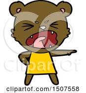 Angry Cartoon Bear In Dress Shouting