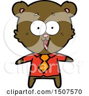 Laughing Teddy Bear Cartoon In Shirt And Tie