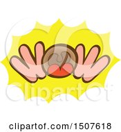 Clipart Of A Wow Design Of Abstract Hands Framing A Shouting Mouth Royalty Free Vector Illustration