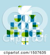 Clipart Of A Christmas Tree Formed Of A Dove Gift And Joy Love Peace Text On Blue Royalty Free Vector Illustration by elena