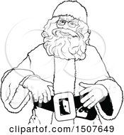 Clipart Of A Black And White Santa Claus Royalty Free Vector Illustration