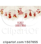 Poster, Art Print Of Merry Christmas And Happy New Year Greeting With Suspended Ornaments