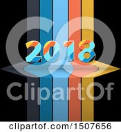 Clipart Of A 3d 2018 With Stripes Royalty Free Vector Illustration