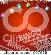 Poster, Art Print Of Christmas Bingo Background With Cards And A Banner Of Balls