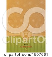Poster, Art Print Of Merry Christmas Greeting Over Green Stripes With A Bow And Snowflake Pattern