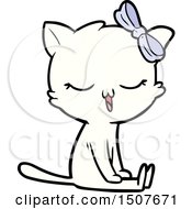 Poster, Art Print Of Cartoon Cat With Bow On Head