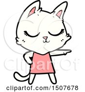 Calm Cartoon Cat Girl Pointing