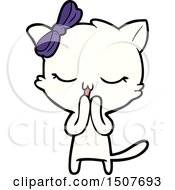 Poster, Art Print Of Cartoon Cat With Bow On Head