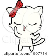 Poster, Art Print Of Cartoon Cat With Bow On Head