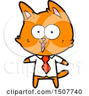 Poster, Art Print Of Funny Cartoon Cat Wearing Shirt And Tie