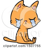Crying Cartoon Cat Sitting