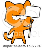 Poster, Art Print Of Bored Cartoon Cat With Sign Post