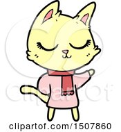 Poster, Art Print Of Calm Cartoon Cat Wearing Scarf