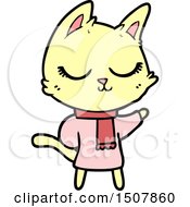 Calm Cartoon Cat Wearing Scarf