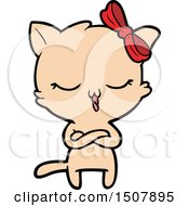 Poster, Art Print Of Cartoon Cat With Bow On Head