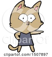Cartoon Cat Girl Pointing
