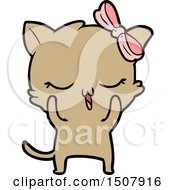 Poster, Art Print Of Cartoon Cat With Bow On Head