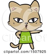 Poster, Art Print Of Cartoon Cat In Dress Pointing