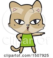 Cartoon Cat In Dress Pointing
