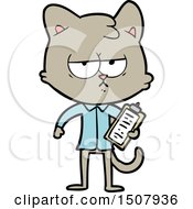 Poster, Art Print Of Bored Cartoon Cat Taking Survey