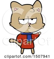 Poster, Art Print Of Bored Cartoon Cat In Winter Clothes