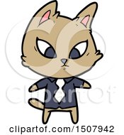 Poster, Art Print Of Confused Cartoon Business Cat