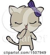 Poster, Art Print Of Cartoon Cat With Bow On Head