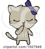 Cartoon Cat With Bow On Head