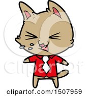 Cartoon Cat Wearing Shirt Hissing