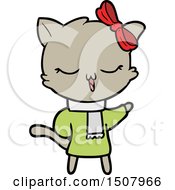 Poster, Art Print Of Cartoon Cat With Bow On Head