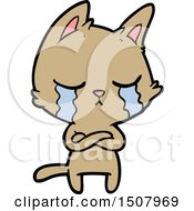 Crying Cartoon Cat With Folded Arms