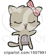 Poster, Art Print Of Cartoon Cat With Bow On Head