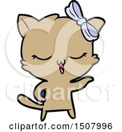 Poster, Art Print Of Cartoon Cat With Bow On Head