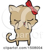 Poster, Art Print Of Cartoon Cat With Bow On Head