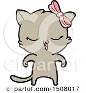 Poster, Art Print Of Cartoon Cat With Bow On Head