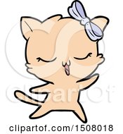 Cartoon Dancing Cat With Bow On Head