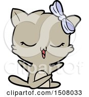 Poster, Art Print Of Cartoon Cat With Bow On Head