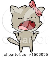 Cartoon Yawning Cat Shrugging Shoulders